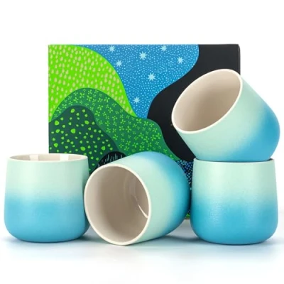 Image of TEANAGOO Japanese Tea Cup, 5.6Oz / 160 ml, Pure White, H31, 4 Pcs/Box, Japansese Cups,Chinese Cups, Occupied Japan Asian Cups no Handles, Cup Ceramic for Japanese…