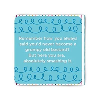 Image of Brainbox Candy Funny Embossed Birthday Card &#039;Grumpy Old Bastard&#039; Hilarious Relatable Humour Cheeky Everyday For Him Her Friends