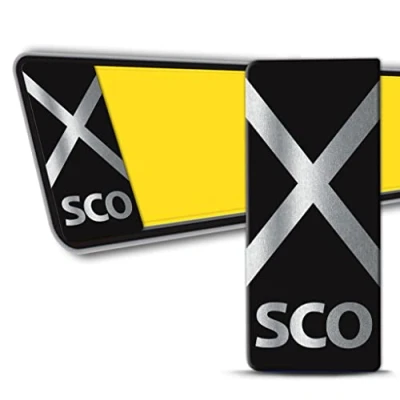 Image of 2 x Vinyl Scotland Badge Car Number Plate Self Adhesive Stickers Scottish Flag UK Decals QV 12