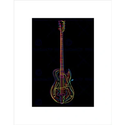 Image of Wee Blue Coo Electric Guitar Line Drawing Colourful Music Wall Art Print