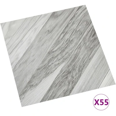Image of vidaXL Self adhesive Flooring Planks 55 pcs PVC 5.11 m² Grey Striped