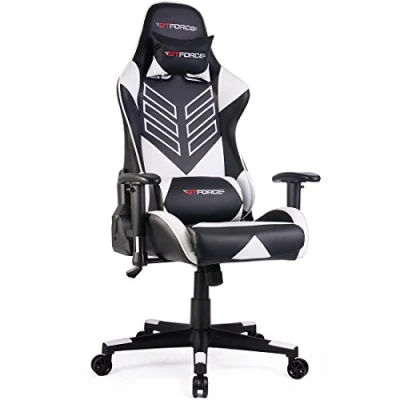Image of GTFORCE PRO ST RECLINING SPORTS RACING GAMING OFFICE DESK PC CAR FAUX LEATHER CHAIR (White)