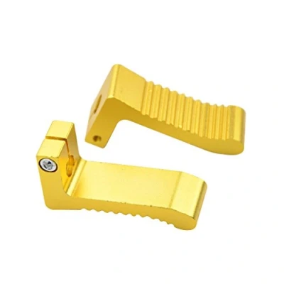 Image of GOOFIT 1 Pair Small foot Peg 7 shaped pedals Replacement For 2 Stroke 47cc 49cc Pocket Bike yellow