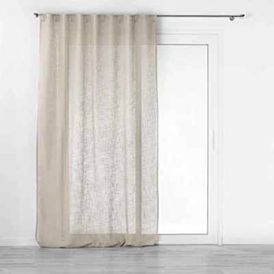 Image of Douceur d&#039;Intérieur Haltona Concealed Tab Top Curtains Hazelnut Linen Look Woven 55&quot; x 94&quot;