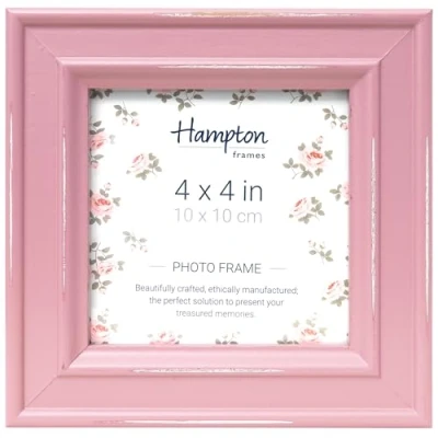 Image of Hampton Frames PALOMA 4x4 (10x10cm) Pink Distressed Painted MDF Photo Picture Poster Frame PAL301944P