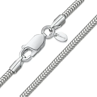 Image of Amberta 925 Sterling Silver 1.9 mm Snake Chain Necklace Size: 18 22 26 inch / 45 55 65 cm (18inch/45cm)