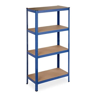 Image of Relaxdays 2 x Heavy Duty Shelving Unit, Max. Load 280 kg, 157x80x41 cm, 4 Shelves, Garage &amp; Warehouse Storage, Steel, Blue