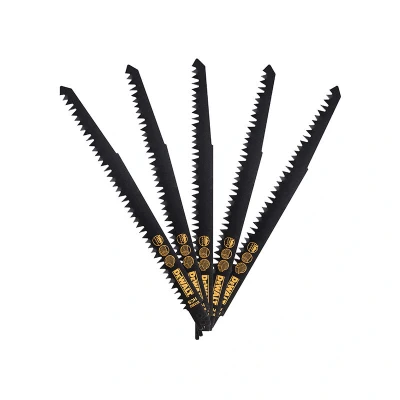 Image of DeWalt HCS Reciprocating Blade for Wood, Fast Cuts 152mm x 6 TPI (Pack of 5)