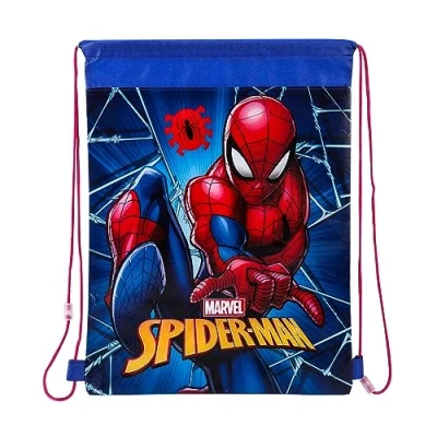 Image of Marvel Kids Children Boys Spiderman Gym Bag Swim Shoe PE drawstring School Spider Man Trainer Travel Tote