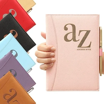 Image of A to Z Telephone Address Book Index Hard Back Cover with Pen Home Office Work (Pink)
