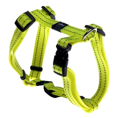 Image of Reflective Adjustable Dog H Harness for Small to Medium Dogs; matching collar and leash available, Yellow