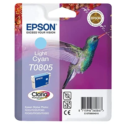 Image of Epson T0805 Light Cyan Hummingbird Genuine Ink, Claria Photo HD Ink Cartridge