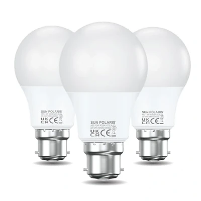 Image of SUN POLARIS Bayonet Led Light Bulb 4.9 Watt Cool White 4000k Natural Bright, 40W Equivalent B22 Lightbulb, 470 Lumens Ultra Efficient Lightbulbs, BC Non Dimmable GLS Energy Saving Bulbs Pack of 3
