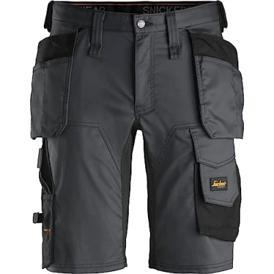 Image of Snickers AllroundWork Stretch Shorts Holster Pockets Steel Grey/Black 48