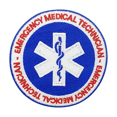 Image of Round Emergency Medical Technician Iron On Patch Medic Cross Embroidery Patch, Paramedic ironable Airsoft Badges Finally Home