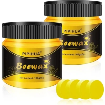 Image of PIPIHUA Beeswax Polish for Wood, Multi purpose Furniture Waterproofing &amp; Protection, Natural Traditional Wood Wax All Types and Colours, 2x100g with 4 Sponges