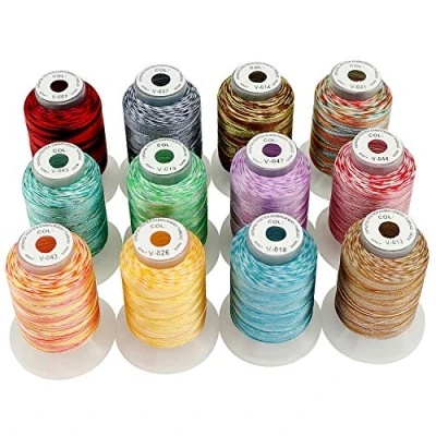 Image of New brothread 12 Colors Variegated Polyester Machine Embroidery Thread Kit 500M (550Y) Each Spool for Brother Janome Babylock Singer Pfaff Bernina Husqvaran and Sewing Machines Assortment2