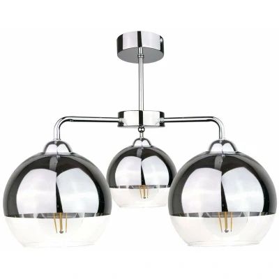 Image of Ice Multi Arm Semi Flush Ceiling Light Silver, 40cm, 3x E27