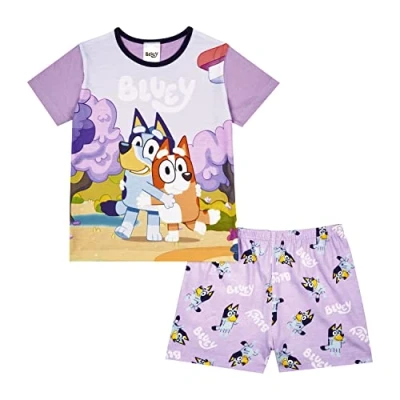 Image of Bluey Girls Pyjamas Short PJs, Ages 18 Months to 7 Years Old, Official Merchandise (as8, age, 2_years, 3_years, 2 3 Years) Lilac
