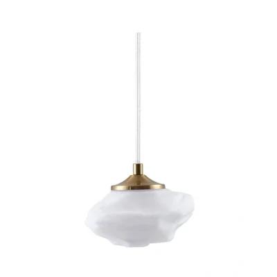 Image of Lindby pendant light Piatra, opal/brass, glass, Ø 16 cm, G9
