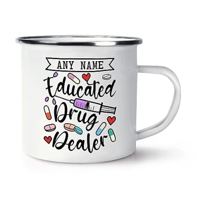 Image of Personalised Educated Drug Dealer Enamel Mug Cup