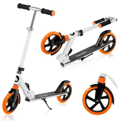 Image of Lionelo Luca Scooter Lightweight only 4kg Foldable and ShockResist for Kids Teens up to 100kg (220 LBS) Adjustable Handlebar Heights, Non Slip Platform Rear Brake 20cm (8&#039;&#039;) wheels