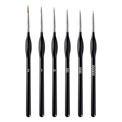 Image of DOETYD Detail Paint Brush Set of 6 contains different sizes Art Brushes Fine for Watercolor Acrylic Oil Painting (Black)