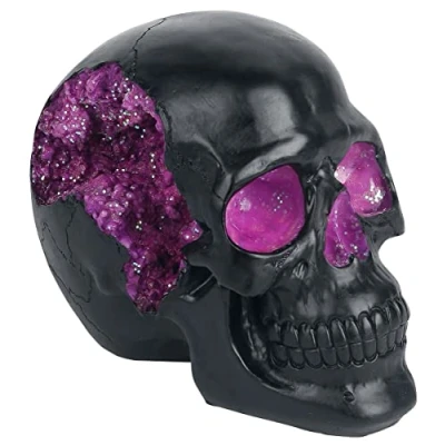 Image of Nemesis Now Horror Skull Ornament, Resin, Black, Purple, 17cm