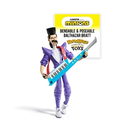 Image of BendyFigs The Noble Collection Minions Balthazar Toys 19cm Bendable Posable Collectible Doll Figure With Stand and Mini Accessory