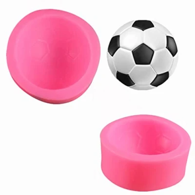 Image of WonDerfulC 2pcs Football Silicone Fondant Mould DIY Chocolate Decoration Baking Bakeware Mold Soap Jelly Cake Clay Moulds, Pink