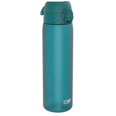 Image of Ion8 Water Bottle, 500 ml/18 oz, Leak Proof, Easy to Open, Secure Lock, Dishwasher Safe, BPA Free, Hygienic Flip Cover, Carry Handle, Fits Cup Holders, Clean, Odour Carbon Neutral, Aqua