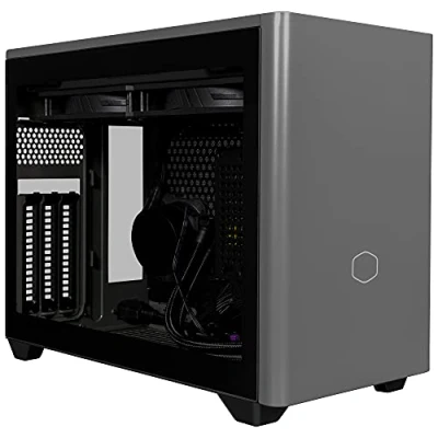 Image of Cooler Master MasterBox NR200P MAX UK Plug Mini ITX PC Case Tempered Glass Side Panel, 280mm AIO CPU Cooler, 850W 80 PLUS Gold PSU Fully Modular, Vertical GPU Support with PCI e 4.0 x16 Riser Cable