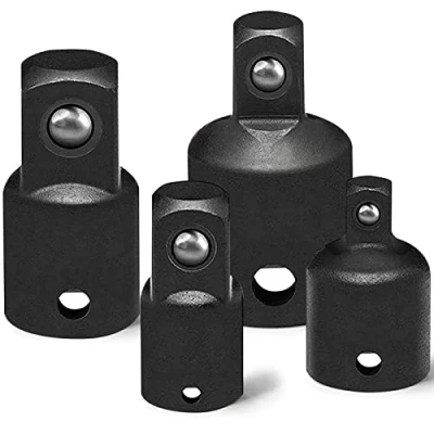 Image of Impact Socket Adapter and Reducer Set, Use with Wrenches Drills in Auto Driver Construction Work, 4 Piece (3/8in. to 1/4) (1/2in. 3/8) 1/2) (1/4in.