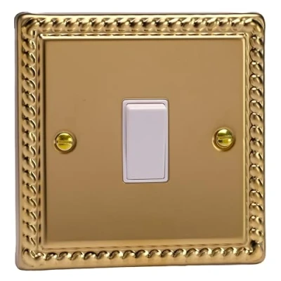 Image of Varilight 1 Gang 20A Double Pole Rocker Light Switch Georgian Brass XG20W