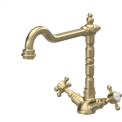 Image of Traditional French Classic Mono Sink Mixer Tap Brushed Brass