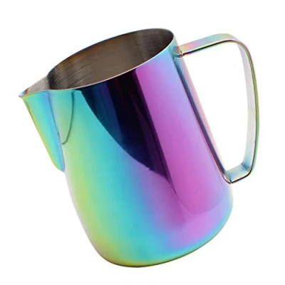 Image of Dianoo Milk Jug Stainless Steel Titanium Plated Creamy Latte Coffee Cappuccino Au Lait Multi Coloured 600ml