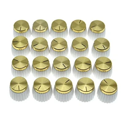 Image of Dopro 20pcs Guitar AMP Amplifier Push on fit Knobs White with Gold Cap for Marshall