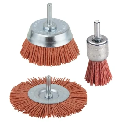 Image of wolfcraft Nylon Wire Brush Set, Aggressive, 3 pcs. I 2741000 For cleaning, de rusting, polishing
