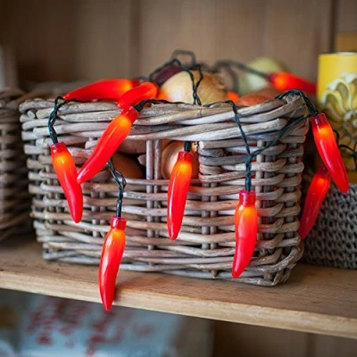Image of Lights4fun 20 Red Chilli Pepper Battery Operated LED Fairy Lights