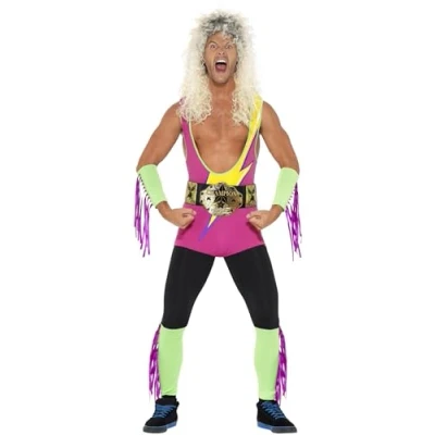 Image of Smiffys Retro Wrestler Costume, Multi colour, XL Size 46 in 48