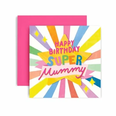 Image of Huxters Happy Birthday Card for Mummy Her Super Star Pastel Gift 14.8cm (Mummy Birthday)