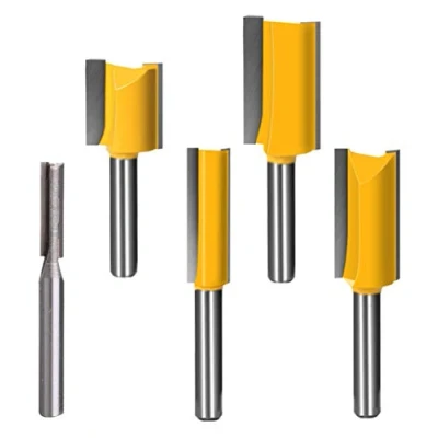 Image of 1/4 inch Router Bit Set, 1/4&quot; 3/8&quot; 1/2&quot; 5/8&quot; 3/4&quot; Straight Bit(5pcs kit)