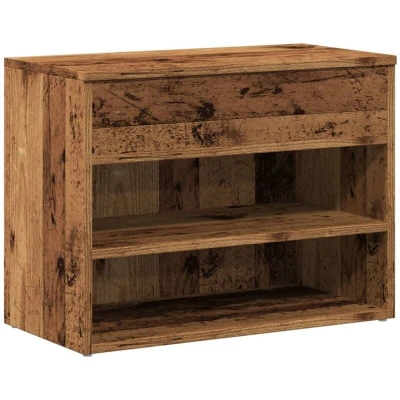 Image of vidaXL shoe bench old wood hall rack seat engineered wood, modern design, 60x30x45 cm entryway organizer with ample storage shelves
