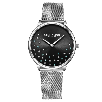 Image of Stührling Womens Silver and Black Symphony Quartz 38mm One Size