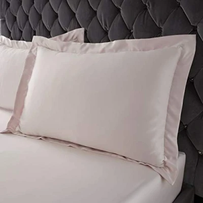 Image of Catherine Lansfield Silky Soft Satin Oxford Pillowcase Pair Blush Pink