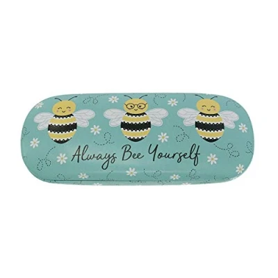 Image of Sass &amp; Belle Bee Happy Glasses Case, 16.5 x 6.5 3 cm, Blue/Yellow/Black