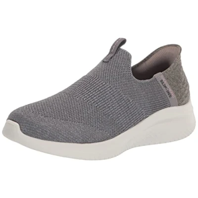 Image of Skechers Women&#039;s Ultra Flex 3.0 Smooth Step Sneaker, Grey Knit Jersey Trim, 3 UK