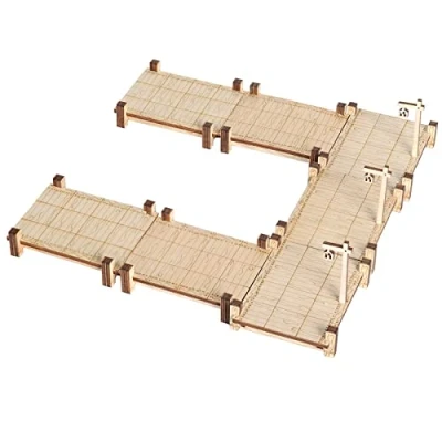 Image of CZYY D&amp;D Modular Bridge, Dock, Walkway Basic Set 7PCS Wood Laser Cut Dungeon Terrain for Pathfinder, Dungeons &amp; Dragons and Other Tabletop RPG