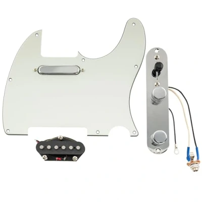 Image of Musiclily Pro Pre wired Standard Tele Pickguard and Loaded Control Plate with Artec Pickups Alnico 5 Magnet for TL Style Electric Guitar, 3ply Aged White