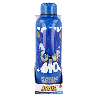 Image of Stor Sonic the Hedgehog 515ml Insulated Thermal Bottle For Hot Drinks, Cold School, Work, Kids and Adults, Made from Stainless Steel (Blue)